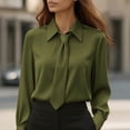 thumbnail image 1 of Xdegoge Blouses for Women Collared Tie Neck Long Sleeve Work office Dressy Professional Style Slim Fit Solid Minimalist Design Lightweight Spring Tops, 1 of 6