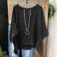 thumbnail image 1 of Xdegoge Blouses for Women V Neck Three Quarter Sleeve Casual Boho Wear Loose Boxy Fit Solid Ruffle Hem Detail Lightweight Flowy Summer Spring Tops, 1 of 7