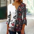 thumbnail image 1 of Xdegoge Blusas De Mujer En Oferta Three Quarter Sleeve Tops Woman Floral Button Down V Neck T Shirts Loose Fit Trendy Summer Tops 2025 Dressy Casual Blouses Soft Comfy Basic Tees Save For Later List, 1 of 5