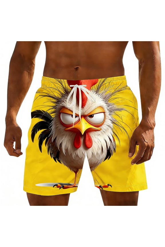 Board Shorts for Men Funny 3D Animal Print Quick Dry Swim Trunks with Drawstring Elastic Waistband Novelty Summer Casual Beach Shorts Surfing Bathing Suit