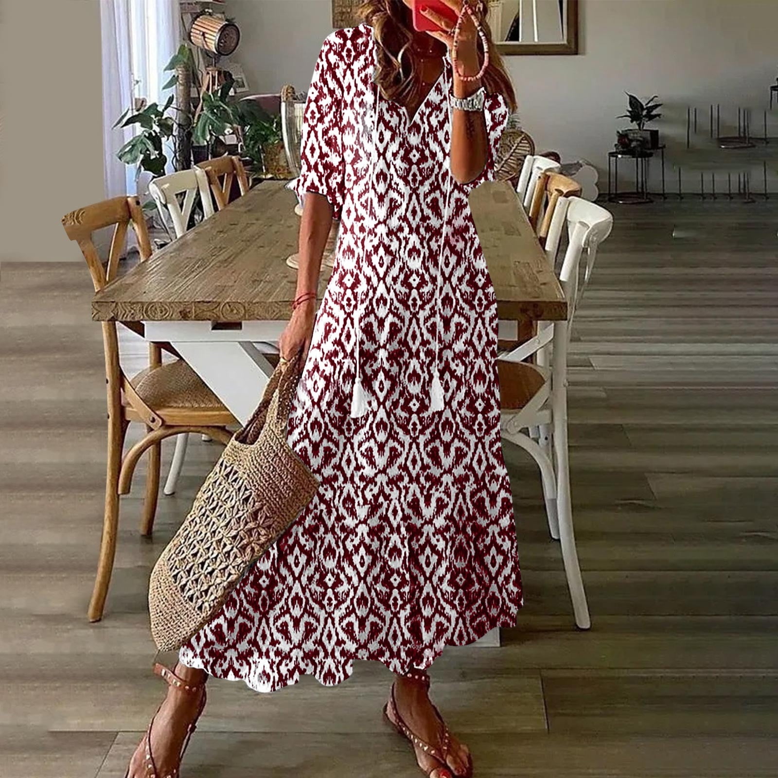 Xdegoge Bohemian Maxi Dress for Women Spring Wedding Guest,Cute ...