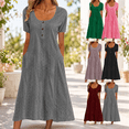 thumbnail image 1 of Xdegoge Boho Eyelet Dresses for Women Trendy Short Sleeve Maxi Summer Dresses Flowy Casual Beach Sundress Button Down Scoop Neck Dress with Pockets, 1 of 7