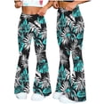 thumbnail image 1 of Xdegoge Boho Floral Bell Bottom Pants for Women Elastic High Waist Flared Leggings Vintage Botanical Print Wide Leg Trousers Casual Comfy Yoga Workout Bottoms, 1 of 7