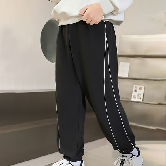 Xdegoge Boy's Track Pants Relaxed Elastic Waist Joggers Loose Fit Cuffed Ankle Fleece Winter Trousers