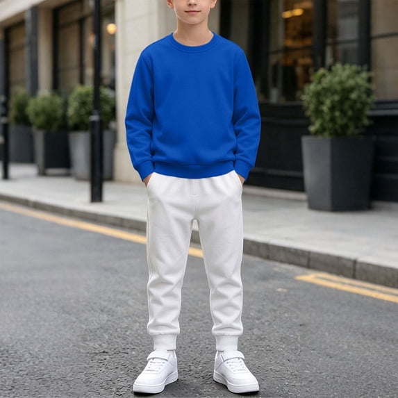 Xdegoge Boys 2 Piece Sweatsuits Crewneck Long Sleeve Pullover Sweatshirt and Elastic Waist Jogger Sweatpants Tracksuit Athletic Sports Casual Lounge Set Activewear