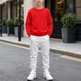 thumbnail image 1 of Xdegoge Boys 2 Piece Sweatsuits Crewneck Long Sleeve Pullover Sweatshirt and Elastic Waist Jogger Sweatpants Tracksuit Athletic Sports Casual Lounge Set Activewear, 1 of 9