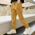 thumbnail image 1 of Xdegoge Boys Cargo Pants Casual Cotton Drawstring Elastic Waist Pants with Pocket Slim Fit Sweatpants Teens Active Hiking Work Cargo Pant Yellow 14-16 Pantalones Cargo Para Niños, 1 of 8