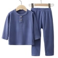 thumbnail image 1 of Xdegoge Boys Casual Ribbed Knit 2 Piece Clothes Set Long Sleeve Button Down Henley Top and Mid Rise Straight Pants Outfits Comfy Basic School Playwear, 1 of 3