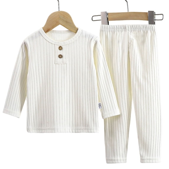 Xdegoge Boys Casual Ribbed Knit 2 Piece Clothes Set Long Sleeve Button Down Henley Top and Mid Rise Straight Pants Outfits Comfy Basic School Playwear