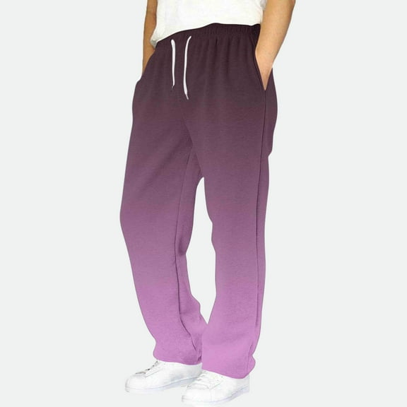 Xdegoge Boys Elastic Waist Pants Gradient Color Block Sweatpants Loose Fit Drawstring Pocket Joggers