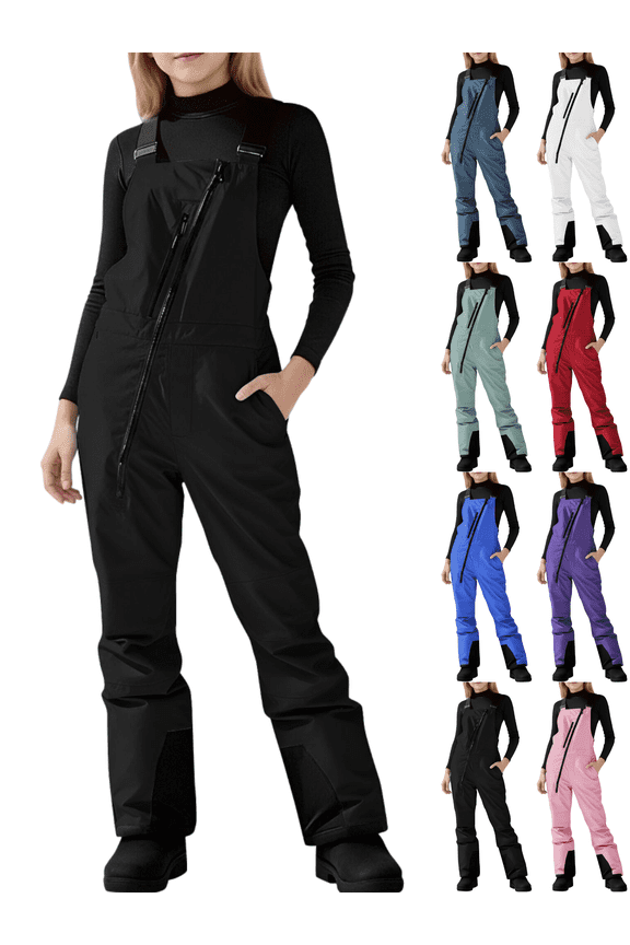 Boys Girls Ski Bibs Kids Snow Pants Waterproof Insulated Jumpsuits Snowpants Warm & Durable Overalls with Front Zipper and Pockets
