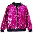 thumbnail image 1 of Xdegoge Boys Girls Sparkly Sequin Jacket Long Sleeve Zipper Bomber Outerwear Shiny Glitter Party Ribbed Collar Cuffs Dance Performance Holiday Casual Coat, 1 of 4
