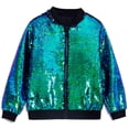 thumbnail image 1 of Xdegoge Boys Girls Sparkly Sequin Jacket Long Sleeve Zipper Bomber Outerwear Shiny Glitter Party Ribbed Collar Cuffs Dance Performance Holiday Casual Coat, 1 of 5
