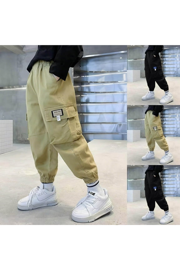 Boys Joggers Pants Size 10-12 Elastic Waist Casual Cargo Sweatpants with Pockets Lightweight Hiking Cargo Pants for Kids 3-15 Bottoms Athletic Trousers Workout Comfy Sweat Pants