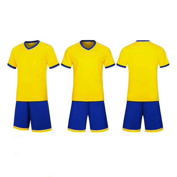 Xdegoge Boys Soccer Jerseys 2 Piece Football Team Set Short Sleeve T-Shirt and Shorts Sets Youth Sportswear Active Mesh Breathable Outfits Size 4-13