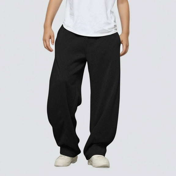 Xdegoge Boys Sweatpants Loose Fit Cotton Fleece Lounge Pants Comfortable & Breathable, for Home, Gym, Casual Wear
