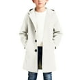 thumbnail image 1 of Xdegoge Boys Winter Wool Coat Hooded Long Overcoat Warm Outerwear for Kids Long Sleeve Fashion Jackets with Pockets, 1 of 7