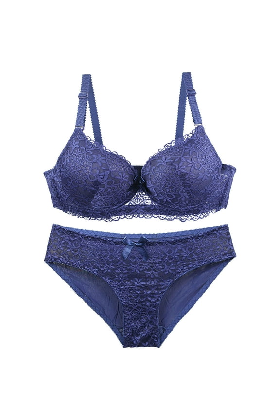 Bras for Women Lace Bra and Panty Set Sexy Bra and Panty Sets Push Up Bra Set Sling Bra Summer Thin Sexy Bra Underwear Blue XXL Sujetadores Sin Varillas Para Mujer