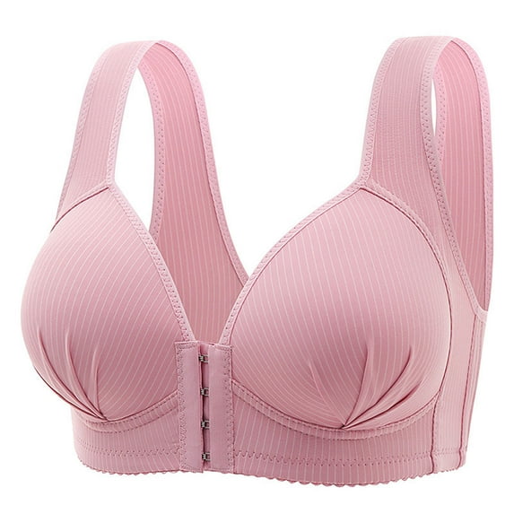 Xdegoge Bras for Women Padded Soft Bra No Underwire Front Snap Everyday Bras Plus Size Push Up Bra Seamless Bras Sexy Bra Underwear Pink XXXXL Sujetadores Sin Varillas Para Mujer