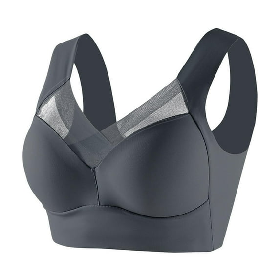 Xdegoge Bras for Women Powerful Solid Color Push Up Seamless Bras with Thin Side Collection and Daily Bra Sports Bras Posture Bras Gray XXL Sujetadores Sin Varillas Para Mujer