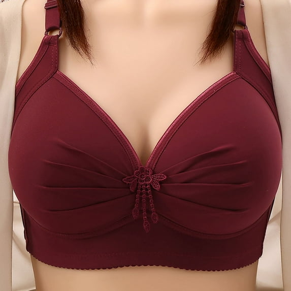 Xdegoge Bras for Women No Underwire Push Up Comfy Bra Solid Color Seamless Plus Size Bra Top Everyday Breathable and Comfortable Bra Wine XXL Sujetadores Sin Varillas Para Mujer