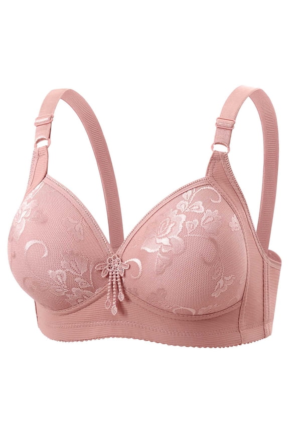 Bras for Women No Underwire Push Up Adjustable Strap Thin Bra Wireless Comfortable Breathable Flower Print Embroidered Brassiere
