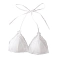 thumbnail image 1 of Xdegoge Bras for Women Wireless Halter Bra elegant Lace Adjustable Tie Back Breathable Comfort Bralette Stylish Casual Underwear for Vacation, Beach, 1 of 3