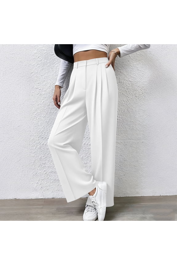 Business Casual Pants for Women High Waisted Wide Leg Dress Trousers Pleated Front Lightweight Professional Bottoms Work Office Everyday Wear