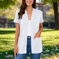 thumbnail image 1 of Xdegoge Business Casual Tops for Women Open Front Loose Fit Layering Tops Short Sleeve Work Tops Solid with Pockets office Professional Wear, 1 of 7
