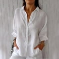 thumbnail image 1 of Xdegoge Button Down Shirts for Women Collared V Neck Long Rolled Sleeve Casual office Work Wear Slouchy Fit Solid Lightweight Spring Summer Tops, 1 of 7