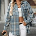 thumbnail image 1 of Xdegoge Button up Shirt Women Collared Flannel Shirts with Pocket Plaid Long Sleeve Tops Oversized Dressy Casual Work Shackets Western Fashion Tshirt Loungewear, 1 of 8