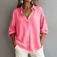 thumbnail image 1 of Xdegoge Button Down Shirt for Women Collared Long Sleeve Work office Loose Fit Solid Textured Lightweight Breathable Spring Summer Tops Professional Casual Wear Style, 1 of 6