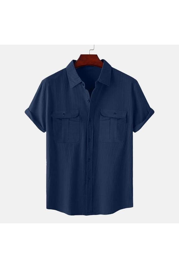 Button Down Short Sleeve Shirts for Women Collared Utility Blouses with Chest Pockets Casual Loose Fit Safari Tops Lightweight Breathable Work Shirts Cuffed Sleeve Everyday Wear