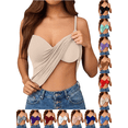 thumbnail image 1 of Xdegoge Camisole Tops for Women Built In Bra V Neck Adjustable Spaghetti Strap Sleeveless Padded Tank Top Yoga Casual Summer Basic Fitted Undershirt Sizes S-6XL, 1 of 6