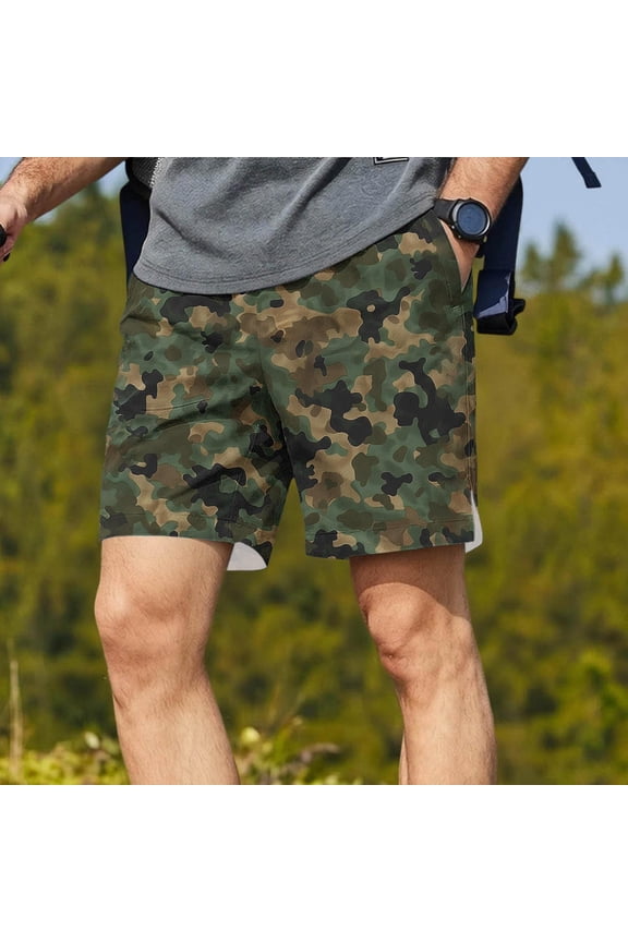 Camo Shorts for Men Lightweight Hiking Quick Dry Training Running Shorts Drawstring Performance Workout Shorts with Pockets Breathable Exercise Shorts Athletic Gym Outdoor Sports Gear