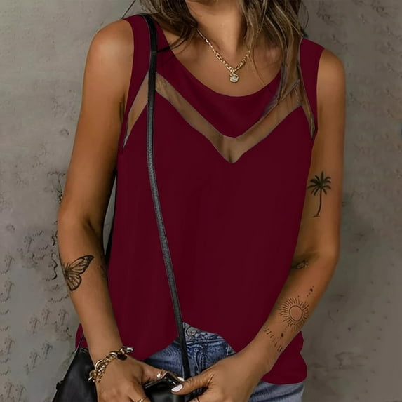 Xdegoge Cancel Membership Tank Tops for Women Sleeveless Lace Tee Shirts V Neck Summer Tops Fashion Tunic Shirts Loose Fit Dressy Casual Blouses Y2K Going Out Tops Camisetas De Mujer