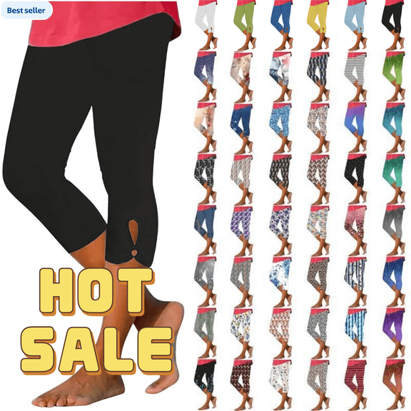 Xdegoge Capri Leggings for Women 2025 Summer Stretch High Waist Tummy Control Capri Pants Slim Fit Yoga Cropped Legging Pants Trendy Casual Dressy Comfy Tights Plus Size Workout Clothes Black XXXL