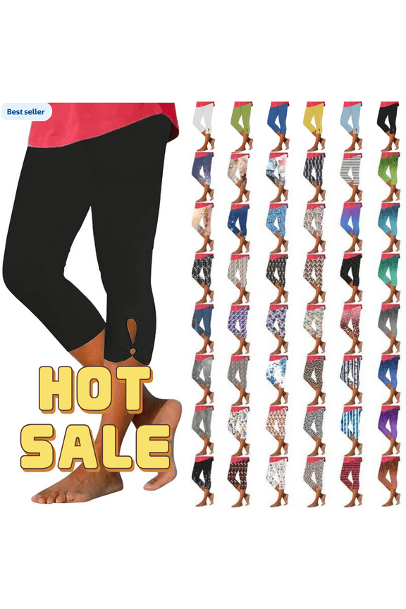 Capri Leggings for Women 2025 Summer Stretch High Waist Tummy Control Capri Pants Slim Fit Yoga Cropped Legging Pants Trendy Casual Dressy Comfy Tights Plus Size Workout Clothes Black XL
