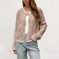 thumbnail image 1 of Xdegoge Cardigan Sweaters for Women Lightweight Button Down Crewneck Long Sleeve Pointelle Knit Sweaters Hollow Out Fall Winter Elegant Soft Crochet Knitwear, 1 of 9