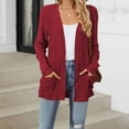 thumbnail image 1 of Xdegoge Cardigan Sweaters for Women with Pockets Lightweight Open Front Thin Long Cardigans Fall Long Sleeve Knit Sweater with Pockets Casual Outerwear 2025 Wine S, 1 of 4