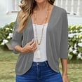 thumbnail image 1 of Xdegoge Cardigans for Women Open Front Three Quarter Sleeve Casual office Workwear Loose Fit Solid Basic Design Lightweight Stretchy Spring Summer Tops, 1 of 7