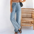 thumbnail image 1 of Xdegoge Cargo Jeans for Women High Waisted Wide Leg Loose Fit Vintage Stretchy Denim Pants with Pockets Casual Outdoor Streetwear Everyday Trousers, 1 of 8