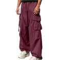thumbnail image 1 of Xdegoge Cargo Pants for Men Work Y2K Baggy Streetwear Techwear Parachute Pants with Pockets Relaxed Fit Elastic Waist Hip Hop Dance Casual Outdoor Trousers, 1 of 7