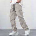 thumbnail image 1 of Xdegoge Cargo Pants Techwear for Men Relaxed Fit Trousers Drawstring Waist with Zipper Multi-Pockets Lightweight Casual Outdoor Streetwear Hiking Bottoms, 1 of 9