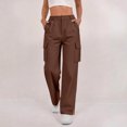 thumbnail image 1 of Xdegoge Cargo Pants for Women Straight Leg High Waisted Casual Trousers with Side Pockets Slit Hem Detail Y2K Streetwear Lounge Outdoor Everyday Wear, 1 of 9