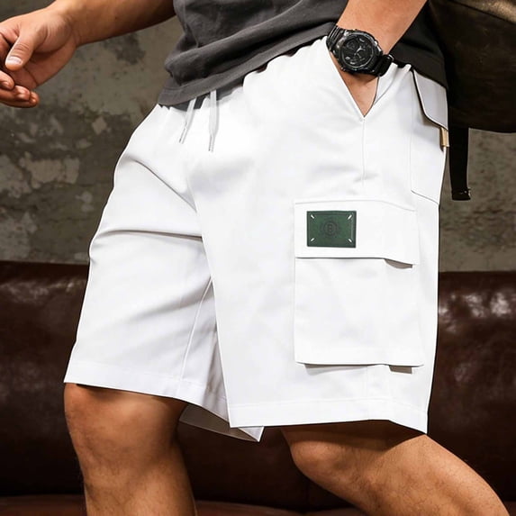 Xdegoge Cargo Shorts for Men Elastic Waisted Drawstring Short Pants Lightweight Breathable Casual Loose Bermuda Summer Beach Hiking Outfit With Pockets