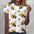 thumbnail image 1 of Xdegoge Casual Crewneck Short Sleeve T Shirts for Women Everyday Wear Loose Fit Sunflower Honey Bee Graphic Print Lightweight Breathable Spring Summer Basic Tops, 1 of 5