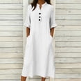 thumbnail image 1 of Xdegoge Casual Dress for Women Loose Fit Flowy Half Sleeve V Neck Boho Dresses Button Down with Pockets Long Dress Casual Office Beach Holiday Wear, 1 of 6