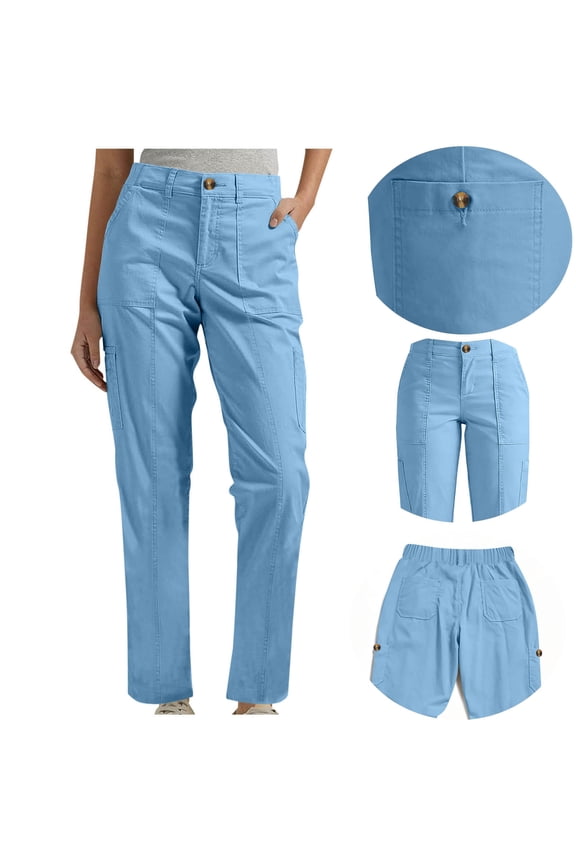 Casual Work Pants for Women Cargo Style Straight Leg Trousers High Waisted with Pockets Lightweight Breathable Hiking Outdoor Office Wear