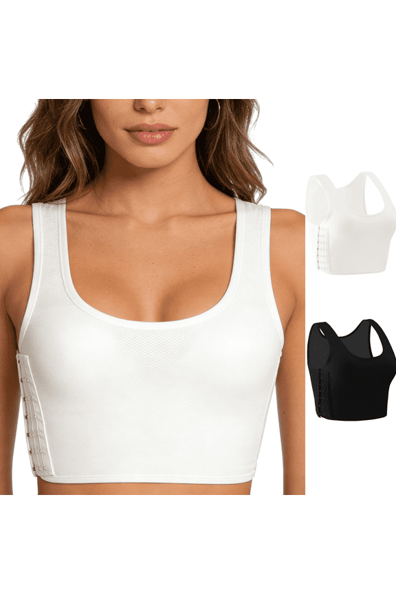Chest Binder for Women Transgender Elastic Band High Impact Breathable Seamless Bras Comfortable Soft Slim Fit Mesh Side Closure Bra